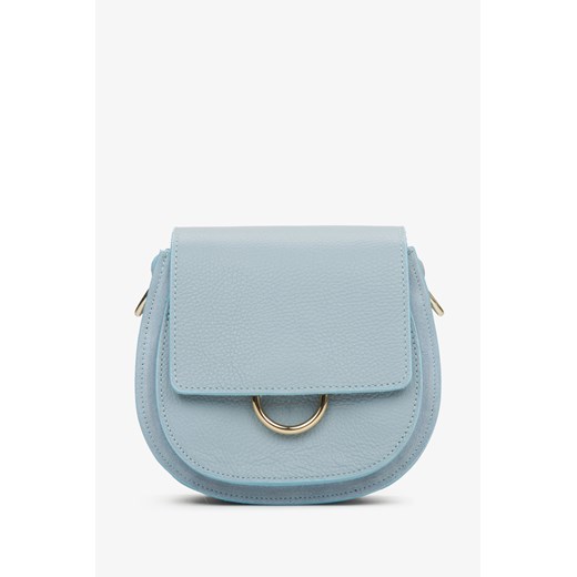 Estro: Mała niebieska torebka damska w kształcie podkowy z włoskiej skóry naturalnej Premium ze sklepu Estro w kategorii Listonoszki - zdjęcie 172428647
