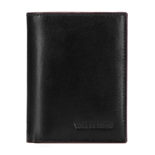 Męski portfel skórzany z brązową lamówką mały ze sklepu WITTCHEN w kategorii Portfele męskie - zdjęcie 172429045