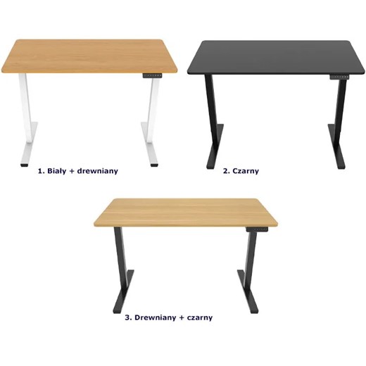 Regulowane wysokie biurko elektryczne do pracy na stojąco drewniany + czarny - Elior One Size Edinos.pl