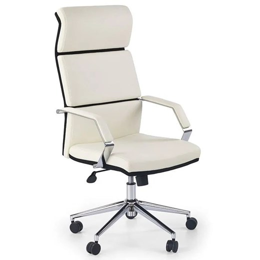 Biały fotel obrotowy tapicerowany - Daren ze sklepu Edinos.pl w kategorii Krzesła biurowe - zdjęcie 172429767