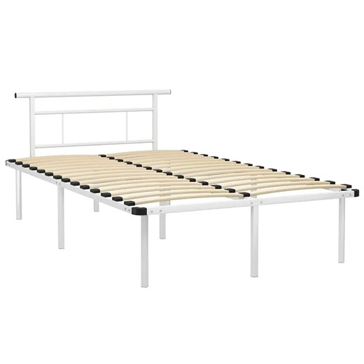 Białe metalowe łóżko małżeńskie 140x200 cm - Nikel ze sklepu Edinos.pl w kategorii Łóżka i materace - zdjęcie 172430096