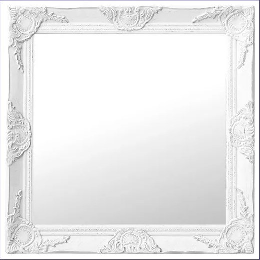 Białe kwadratowe lustro w rustykalnej ramie - Gloros 5X Elior One Size Edinos.pl