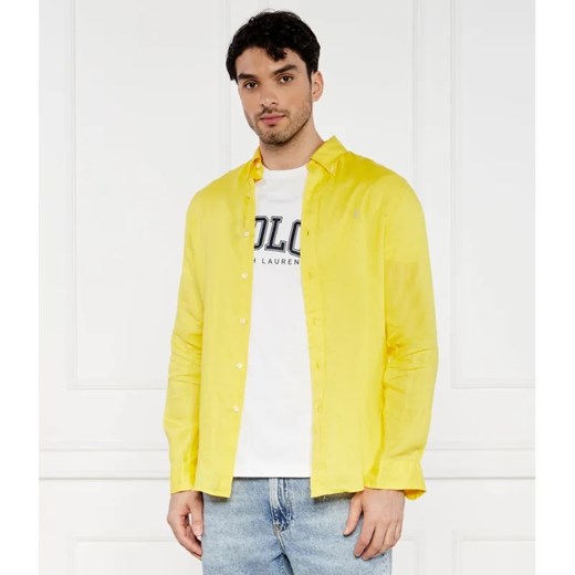 Koszula męska żółta Polo Ralph Lauren z klasycznym kołnierzykiem z długim rękawem