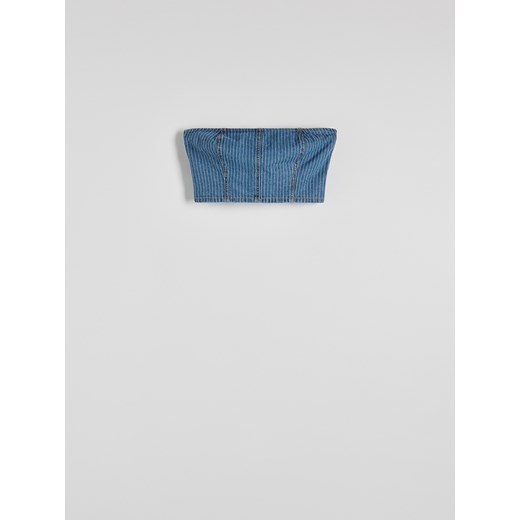 Reserved - Jeansowy top bandeau - granatowy ze sklepu Reserved w kategorii Bluzki damskie - zdjęcie 172432597