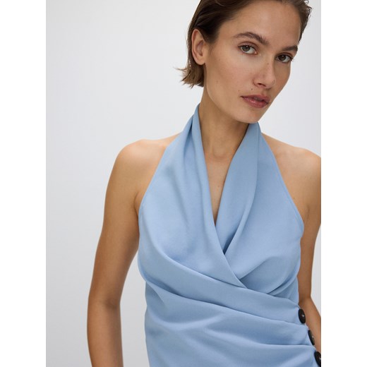Bluzka damska niebieska Reserved w serek bez rękawów 