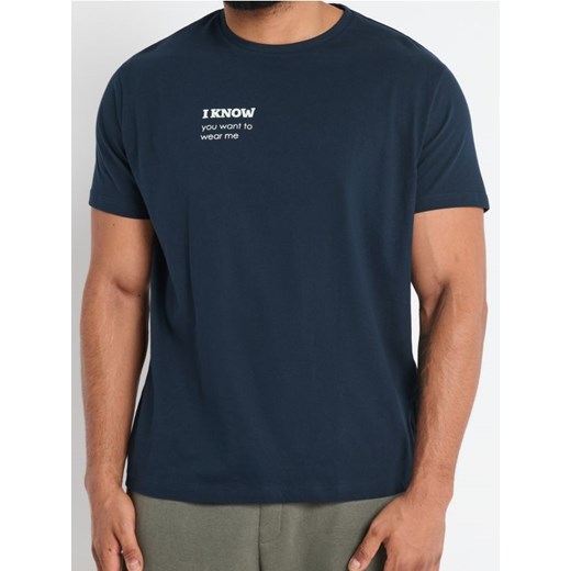 Sinsay - Koszulka z nadrukiem - granatowy ze sklepu Sinsay w kategorii T-shirty męskie - zdjęcie 172433198