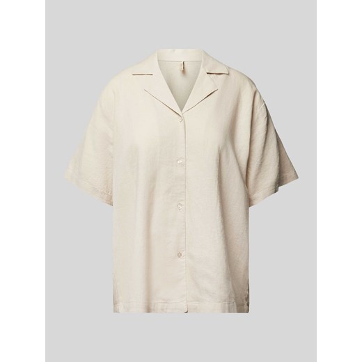 Bluzka koszulowa lniana z kołnierzem z połami model ‘Ina’ ze sklepu Peek&Cloppenburg  w kategorii Koszule damskie - zdjęcie 172435349