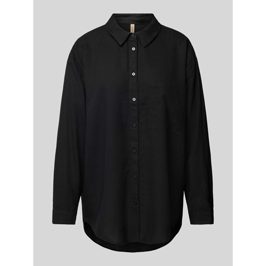 Bluzka koszulowa lniana z kieszenią na piersi model ‘Ina’ ze sklepu Peek&Cloppenburg  w kategorii Koszule damskie - zdjęcie 172435386