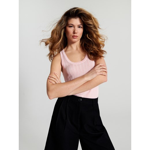 Sinsay - Dzianinowy top - różowy Sinsay L Sinsay