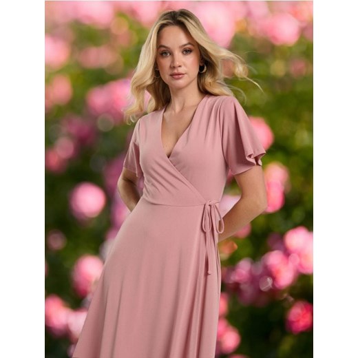 Sinsay - Sukienka midi z wiązaniem - różowy ze sklepu Sinsay w kategorii Sukienki - zdjęcie 172438046