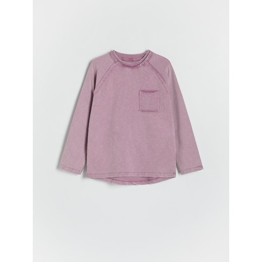 Reserved - Longsleeve oversize z kieszenią - fioletowy Reserved 122 (6-7 lat) Reserved
