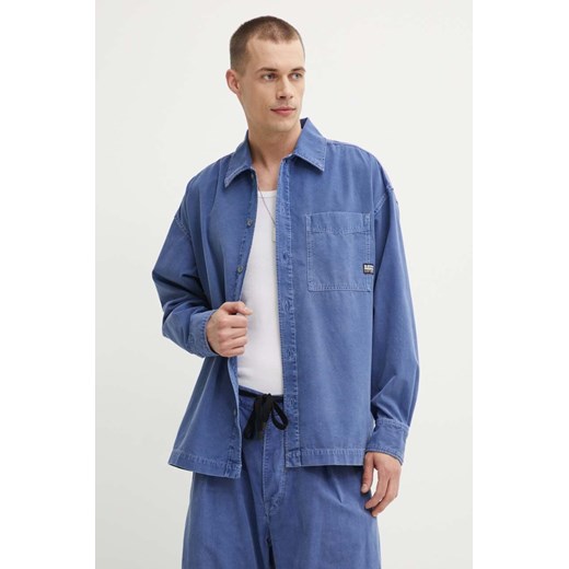 G-Star Raw koszula bawełniana męska kolor niebieski relaxed z kołnierzykiem klasycznym D23007-D295 ze sklepu ANSWEAR.com w kategorii Koszule męskie - zdjęcie 172438397