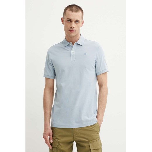 G-Star Raw polo męski kolor niebieski gładki ze sklepu ANSWEAR.com w kategorii T-shirty męskie - zdjęcie 172438509