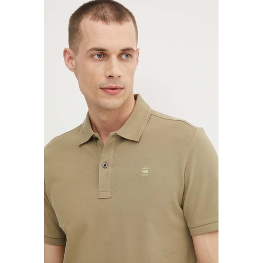 G-Star Raw polo męski kolor zielony gładki ze sklepu ANSWEAR.com w kategorii T-shirty męskie - zdjęcie 172438519