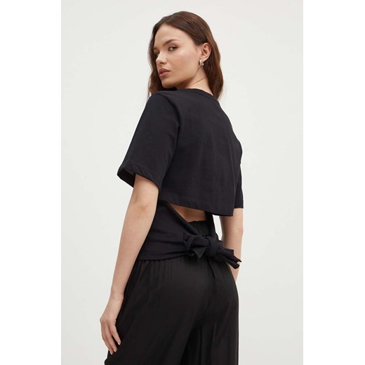 Sisley t-shirt bawełniany kolor czarny ze sklepu ANSWEAR.com w kategorii Bluzki damskie - zdjęcie 172438585