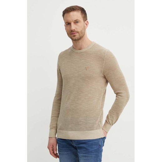 Guess sweter bawełniany CASEY kolor beżowy lekki M4GR17 Z3DT0 ze sklepu ANSWEAR.com w kategorii Swetry męskie - zdjęcie 172438959