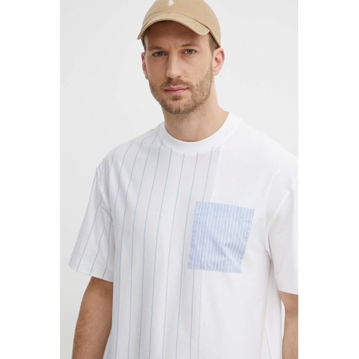BOSS t-shirt bawełniany męski kolor biały wzorzysty 50513418 M ANSWEAR.com