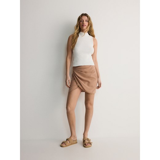 Reserved - Kopertowa spódnica mini - kremowy ze sklepu Reserved w kategorii Spódnice - zdjęcie 172440156