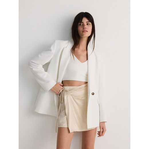 Reserved - Spódnico-szorty z wiskozy - kremowy Reserved L Reserved