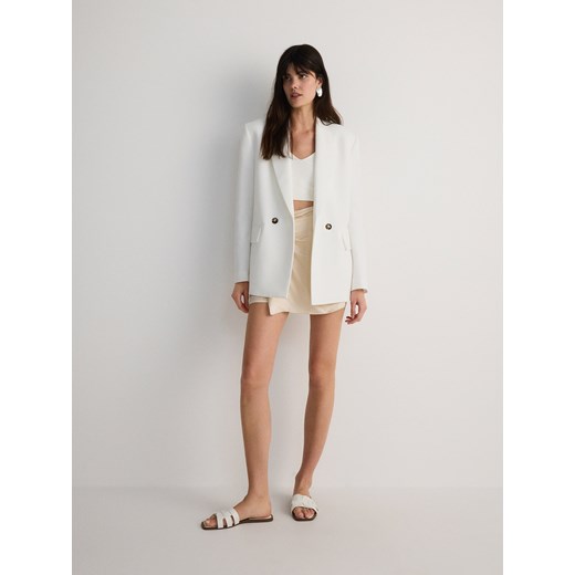 Reserved - Spódnico-szorty z wiskozy - kremowy Reserved S Reserved