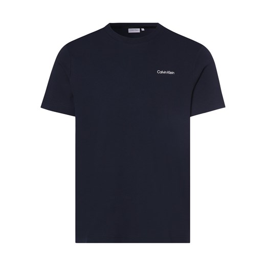 Calvin Klein T-shirt męski Mężczyźni Bawełna granatowy jednolity ze sklepu vangraaf w kategorii T-shirty męskie - zdjęcie 172440557
