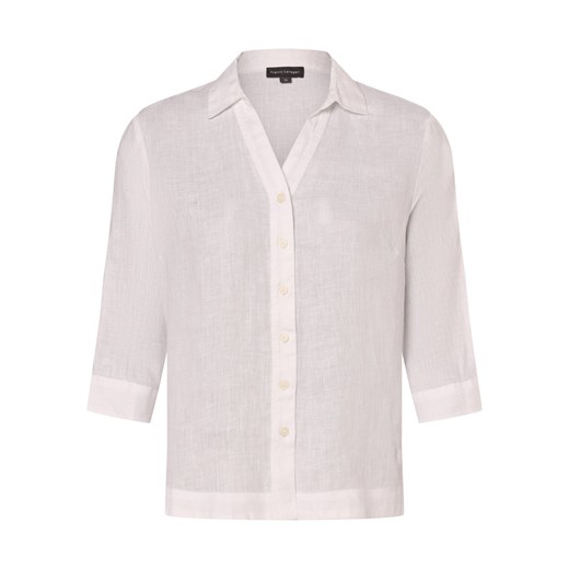 Franco Callegari Lniana bluzka damska Kobiety len biały jednolity ze sklepu vangraaf w kategorii Koszule damskie - zdjęcie 172440585