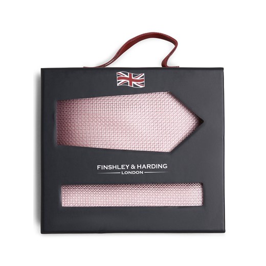 Finshley & Harding London Krawat i poszetka z jedwabiu Mężczyźni Jedwab różowy wypukły wzór tkaniny ze sklepu vangraaf w kategorii Krawaty - zdjęcie 172440697