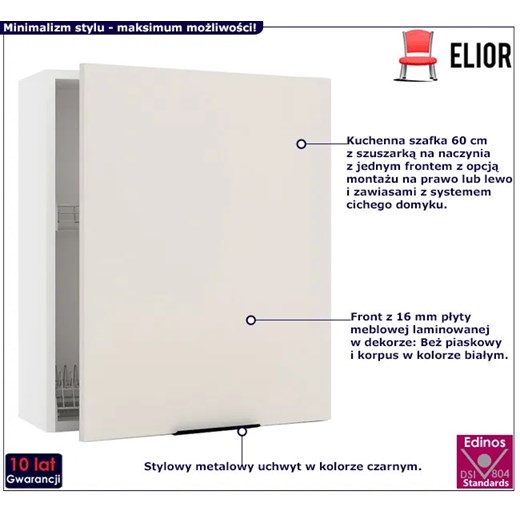 Kuchenna szafka z suszarką 60 cm beż piaskowy - Skania 31X Elior One Size okazja Edinos.pl