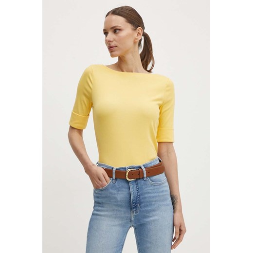 Lauren Ralph Lauren t-shirt damski kolor żółty ze sklepu ANSWEAR.com w kategorii Bluzki damskie - zdjęcie 172444586