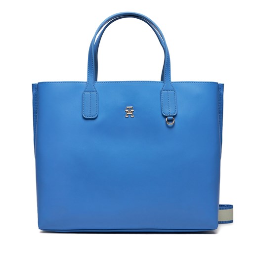 Torebka Tommy Hilfiger Iconic Tommy Satchel AW0AW15692 Blue Spell C30 ze sklepu eobuwie.pl w kategorii Torby Shopper bag - zdjęcie 172445195