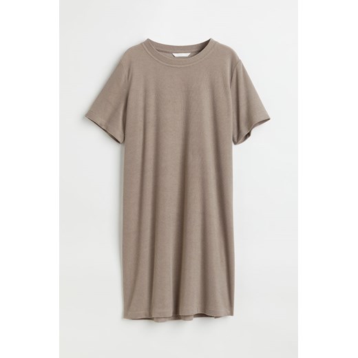 H & M - T-shirtowa sukienka frotte - Brązowy ze sklepu H&M w kategorii Sukienki - zdjęcie 172447258