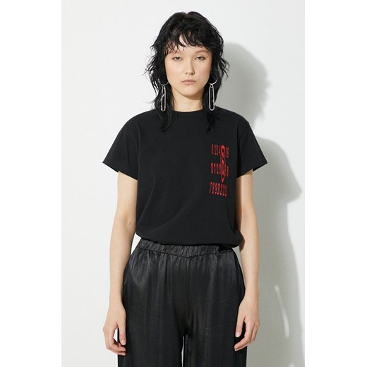 MM6 Maison Margiela t-shirt bawełniany damski kolor czarny S62GD0185 ze sklepu PRM w kategorii Bluzki damskie - zdjęcie 172448415