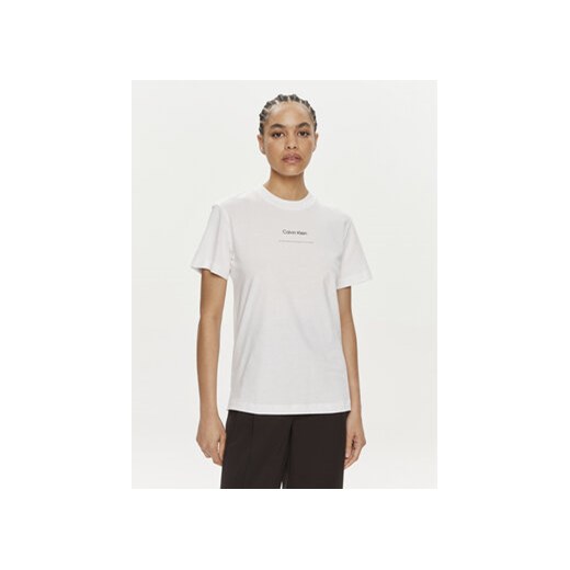 Calvin Klein T-Shirt Multi Logo K20K207215 Biały Regular Fit ze sklepu MODIVO w kategorii Bluzki damskie - zdjęcie 172449595