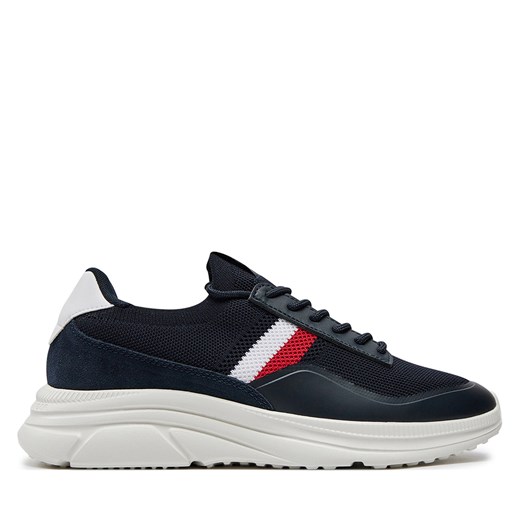 Sneakersy Tommy Hilfiger Modern Runner Premium Knit FM0FM05135 Granatowy ze sklepu eobuwie.pl w kategorii Buty sportowe męskie - zdjęcie 172450356