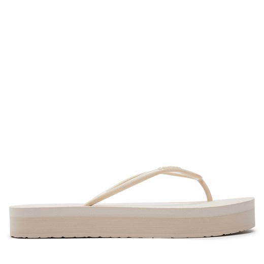 Japonki Calvin Klein Flatform Ff Deboss Logo Tpu HW0HW01977 Beżowy Calvin Klein 37 eobuwie.pl