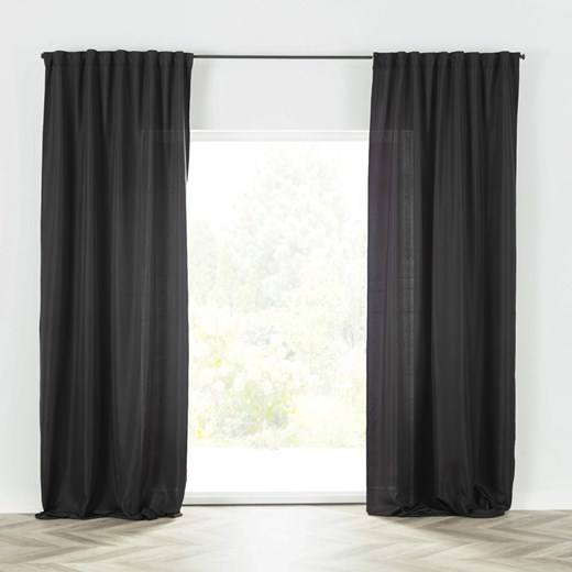 Zasłona BASIC na taśmie marszczącej 140x300cm czarny 1 szt. ze sklepu dekoria.pl w kategorii Zasłony - zdjęcie 172482777