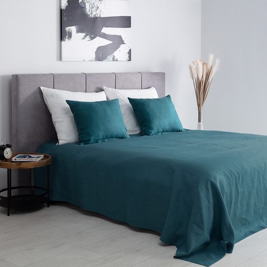 Narzuta na łóżko 260x260 Linen emerald ze sklepu dekoria.pl w kategorii Narzuty i kapy - zdjęcie 172484075