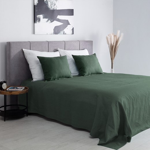 Narzuta na łóżko 260x260 Linen green Dekoria One Size dekoria.pl