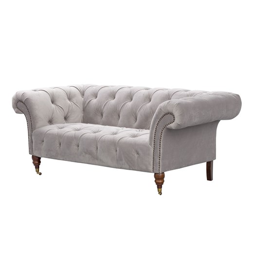 Sofa Chesterfield Glamour Velvet Light Grey 2-os. ze sklepu dekoria.pl w kategorii Sofy i kanapy - zdjęcie 172516349