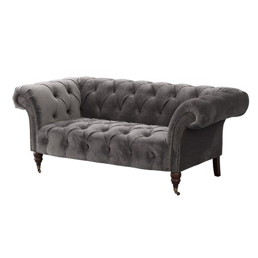 Sofa Chesterfield Glamour Velvet Dark Grey 2-os. ze sklepu dekoria.pl w kategorii Sofy i kanapy - zdjęcie 172516355