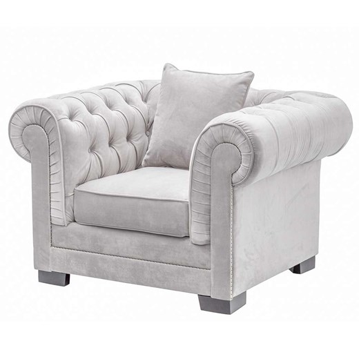 Fotel Chesterfield Classic Velvet Light Grey 118x96x77cm ze sklepu dekoria.pl w kategorii Fotele - zdjęcie 172516416