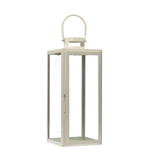 Lampion Metalowy Elegance White 50 cm ze sklepu dekoria.pl w kategorii Lampiony i lampki - zdjęcie 172519026