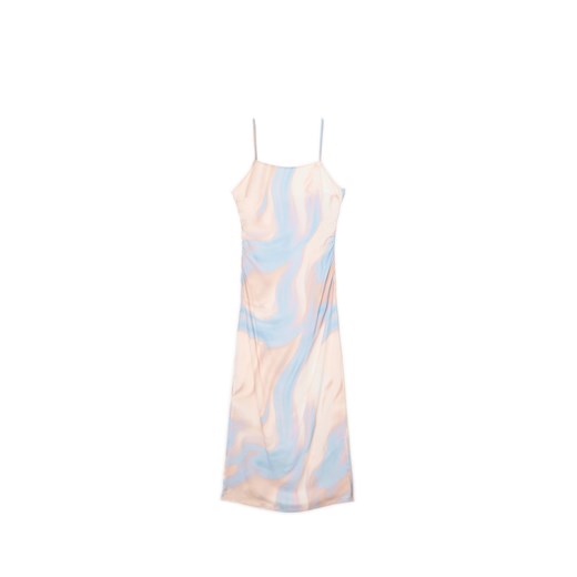 Cropp - Sukienka midi z efektem tie-dye - błękitny ze sklepu Cropp w kategorii Sukienki - zdjęcie 172529389