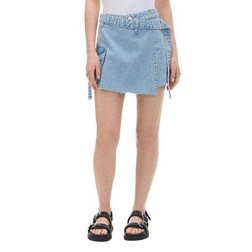 Cropp - Jeansowe szorty typu skorts - niebieski ze sklepu Cropp w kategorii Szorty - zdjęcie 172529425