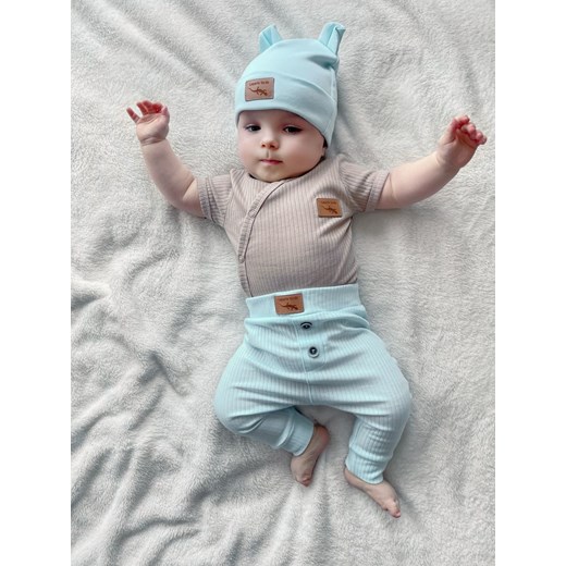 Spodnie niemowlęce z dzianiny prążkowej - niebieskie - Lagarto Verde ze sklepu 5.10.15 w kategorii Spodnie i półśpiochy - zdjęcie 172530995