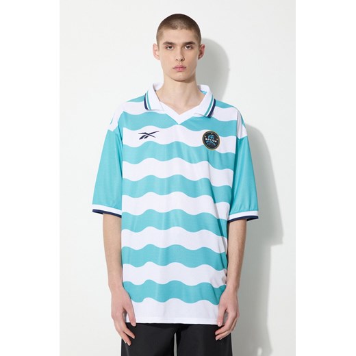 Reebok LTD polo Soccer Tee męski kolor turkusowy wzorzysty RMGB001C99FAB0014001 ze sklepu PRM w kategorii T-shirty męskie - zdjęcie 172532656