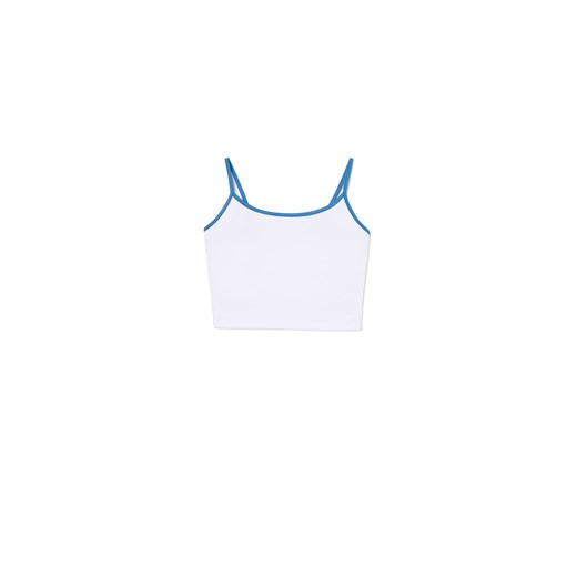 Cropp - Biały top z niebieskimi ramiączkami - biały ze sklepu Cropp w kategorii Bluzki damskie - zdjęcie 172533406