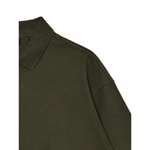 Cropp - Zielone polo z printem smoka - zielony Cropp S Cropp
