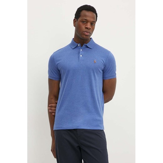 Polo Ralph Lauren polo bawełniane kolor niebieski gładki 710713130 ze sklepu ANSWEAR.com w kategorii T-shirty męskie - zdjęcie 172533876