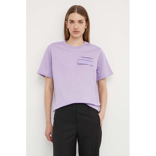 BOSS t-shirt bawełniany damski kolor fioletowy 50521741 ze sklepu ANSWEAR.com w kategorii Bluzki damskie - zdjęcie 172533957